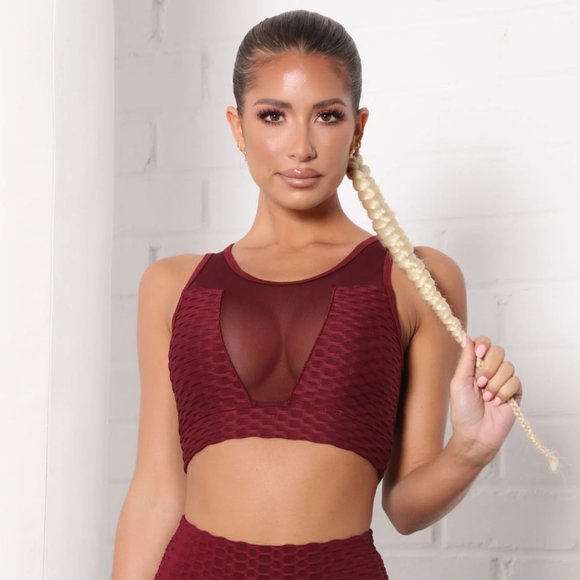 NWOT | Fashion Nova | Textured Sports Bra | Medium | Burgundy - Picture 1 of 7